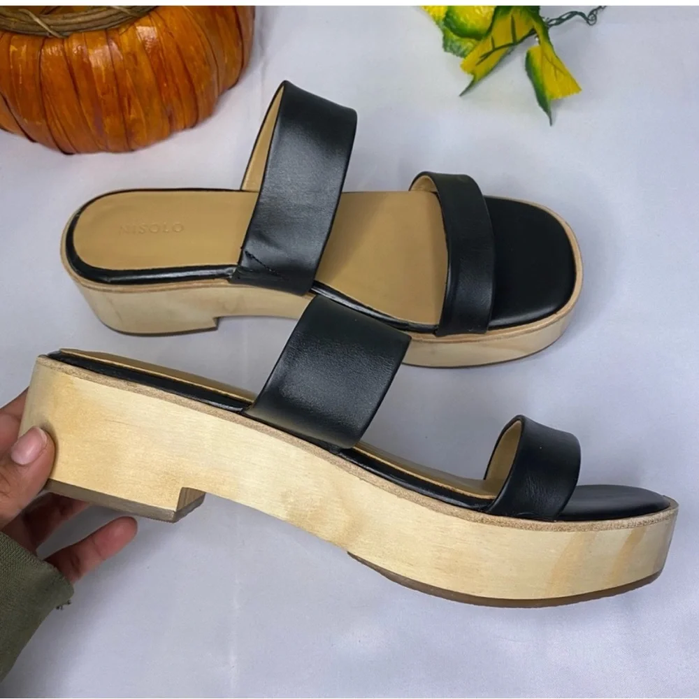 Nisolo All-Day Ellie Black Leather Clog Sandal Size 9